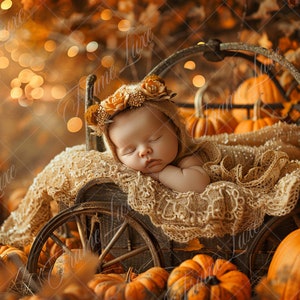 Newborn digital background, Autumn Pumpkin Cart, Bokeh, Soft Focus,Newborn photography digital backdrop,Photography overlays,Photo Composite