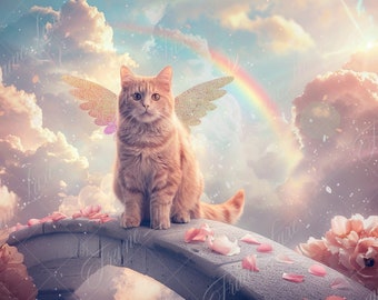 Rainbow Bridge Digital Backdrop, Pet Memorial Digital Background,Way to Heaven Photography Background for Sympathy Pet Loss,Digital Download