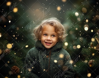 Green Christmas Bokeh digital background, Fine Art Holiday portrait digital backdrop, festive Christmas composite,Studio Photography overlay