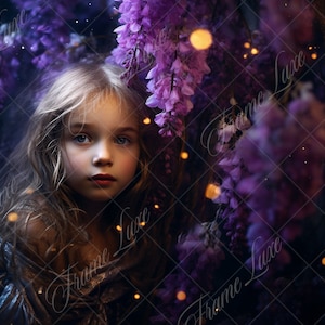 Purple Wisteria Background, Fine Art portrait photography digital backdrop, fantasy composite, Photoshop overlay, flower garden, dark blooms