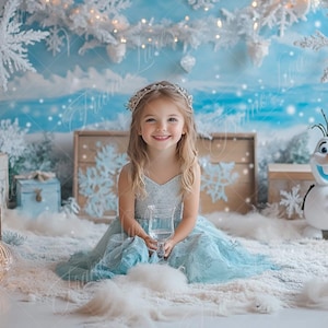 Gefrorene blau Studio digitaler Hintergrund, Kinder Porträt Fotografie digitaler Hintergrund, Cake Smash, Geburtstag Fotokomposit, Photoshop-Overlay