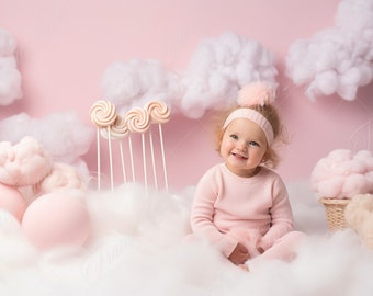 Pink Lollipop digital background, Fine Art portrait digital backdrop, festive Christmas composite, Studio Photography Photoshop overlay