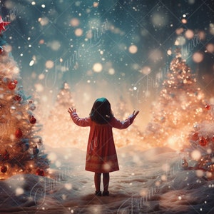 Whimsy Christmas Tree Farm digital background, Fine Art Holiday portrait digital backdrop, festive Christmas composite, Photography overlay