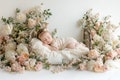 Newborn Digital Backdrop, Baby Girl Pink Cream Flower Bed, Fine Art Composite digital background, Photoshop Overlays, Studio Background