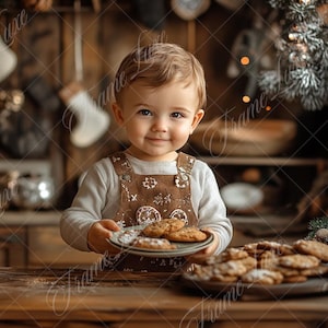 Christmas Rustic Kitchen Digital Background, Fine Art Holiday portrait digital backdrop, festive Christmas composite, Photoshop overlay