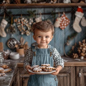 Christmas Rustic Kitchen Digital Background, Fine Art Holiday portrait digital backdrop, festive Christmas composite, Photoshop overlay