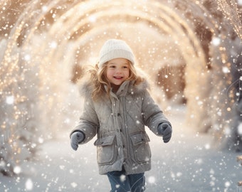Winter White Snow Arch digital background, Fine Art Holiday portrait digital backdrop, festive Christmas composite, Photography overlay