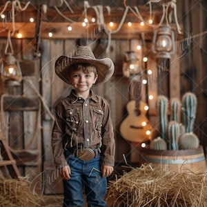Fondo digital Western Cowboy Rustic Barn, Fondo digital de fotografía de retrato de niños de verano, Compuesto de foto creativa, Superposición de Photoshop