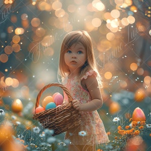 Enchanted Spring Forest digital background, Bokeh, Fine Art photography digital backdrop, creative Easter composite, Photoshop overlays