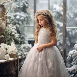 Winter Garden digital background, Fine Art portrait photography digital backdrop, snow garden composite,Photoshop overlay,Christmas Backdrop