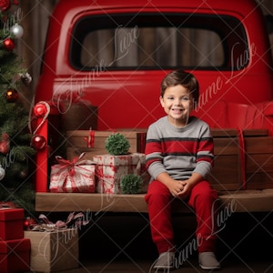 Christmas Vintage Pickup Truck Digital Background, Fine Art Holiday portrait digital backdrop,festive Christmas composite, Photoshop overlay