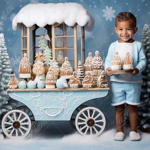 Tło cyfrowe świątecznego piernikowego koszyka, cyfrowe tło portretowe Fine Art Holiday, świąteczna kompozycja świąteczna, nakładka Photoshop