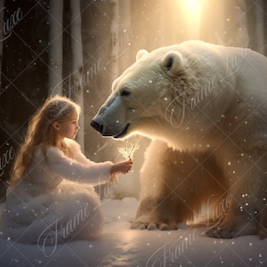 Winter-Eisbär im verschneiten Wald Digitaler Hintergrund, Fine Art Holiday Portrait digitaler Hintergrund, festliche Weihnachten-Verbund, Photoshop-Overlay