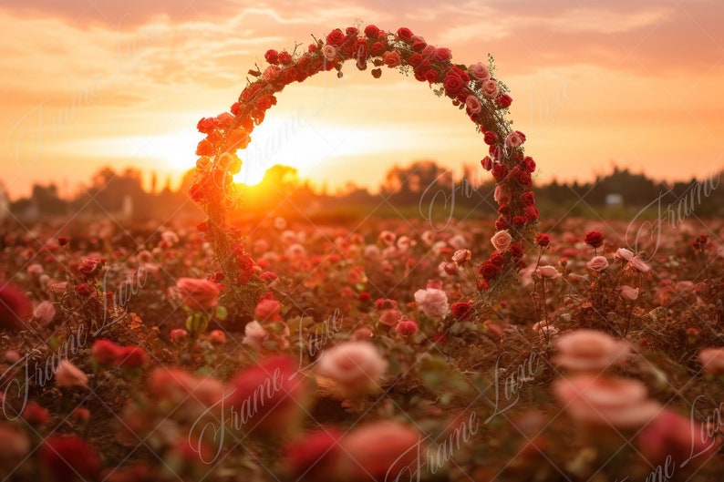 Red Rose Floral Arch Digital Background, Fine Art Photography Digital ...