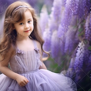 Purple Wisteria Background, Fine Art portrait photography digital backdrop, fantasy composite, Photoshop overlay, flower garden, blooms