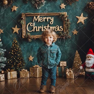 Weihnachten dunkelgrün Studio digitaler Hintergrund, Urlaub Porträt digitaler Hintergrund, festliche kreative Kinder zusammengesetzt, Photoshop-Overlay
