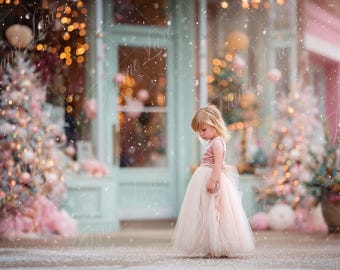 Christmas Store Front digital background, Fine Art Holiday portrait digital backdrop, festive Christmas composite,Studio Photography overlay