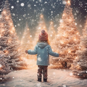 Christmas Forest digital background, Fine Art Holiday portrait digital backdrop, festive Christmas composite, Studio Photography overlay