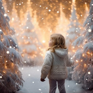 Christmas Forest digital background, Fine Art Holiday portrait digital backdrop, festive Christmas composite, Studio Photography overlay