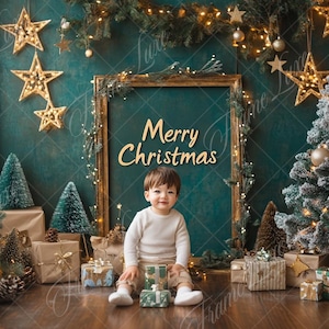 Weihnachten dunkelgrün Studio digitaler Hintergrund, Urlaub Porträt digitaler Hintergrund, festliche kreative Kinder zusammengesetzt, Photoshop-Overlay