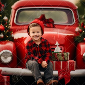 Christmas Vintage Pickup Truck Digital Background, Fine Art Holiday portrait digital backdrop,festive Christmas composite, Photoshop overlay