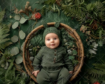 Woodland Newborn Digital Backdrop, Newborn Baby photography, Unisex Newborn Composite,Digital background,photoshop creative imagery backdrop