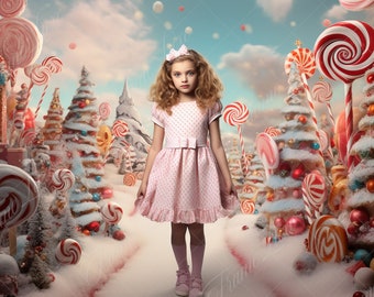 Christmas Candyland digital background, Fine Art Holiday portrait digital backdrop, festive Christmas composite, Studio Photography overlay