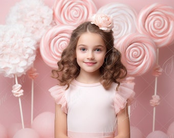 Pink Lollipop digital background, Fine Art portrait digital backdrop, festive Christmas composite, Studio Photography Photoshop overlay