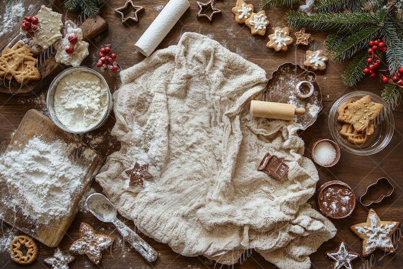 Christmas Baking Digital Background, Holiday Portrait Digital Backdrop ...