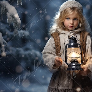 Evening Snowy Woods digital background, Enchanted Christmas Composite, Fine Art Holiday digital backdrop, Outdoor Portrait Overlays