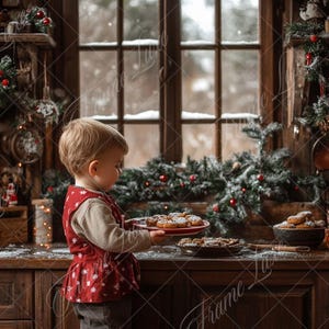 Christmas Rustic Kitchen Digital Background, Fine Art Holiday portrait digital backdrop, festive Christmas composite, Photoshop overlay