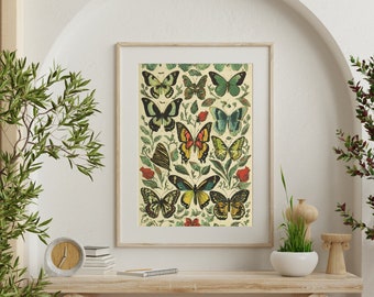Vintage Butterfly Printable Art - Instant Download Wall Decor - Antique Nature Illustration - Digital Print for Home and Office