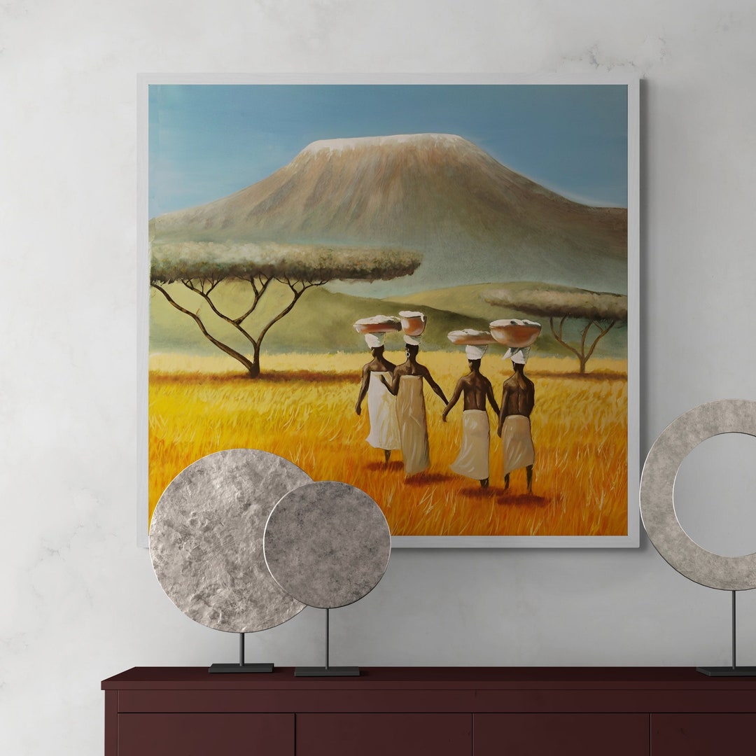 Kilimandjaro African Safari Art African Art Wall Decor Etsy