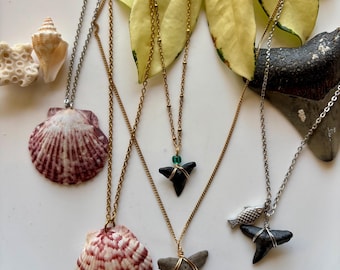 Shark Tooth and Shell Necklaces - Heart in the Wild jewelry