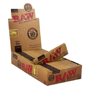 Raw Classic 1.25 (1 1/4) Cigarette Rolling Paper Full Box 24 Pack AUTHENTIC!!