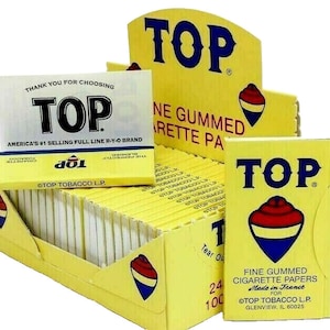 Top Fine Gummed Cigarette Rolling Papers 24 Booklet Authentic! Full Box