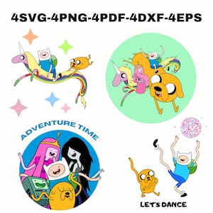 Adventure Time Digital Design Finn, Dog Jake, BMO, Princess Bubblegum, Unicorn, svg, png, pdf, dxf, eps, Cartoon Network, Friendship Design