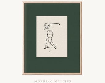 Impresión de boceto de golf vintage, arte deportivo clásico (descarga digital)