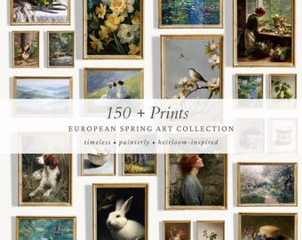 Lente kunst aan de muur, vintage muurkunst, paasgalerij muur set, Frans landdecor, lente galerij muur prints, boerderij cottagecore kunst