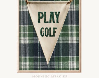 Impresión de bandera de golf vintage: arte deportivo retro para la habitación de un niño o su sala de juegos.