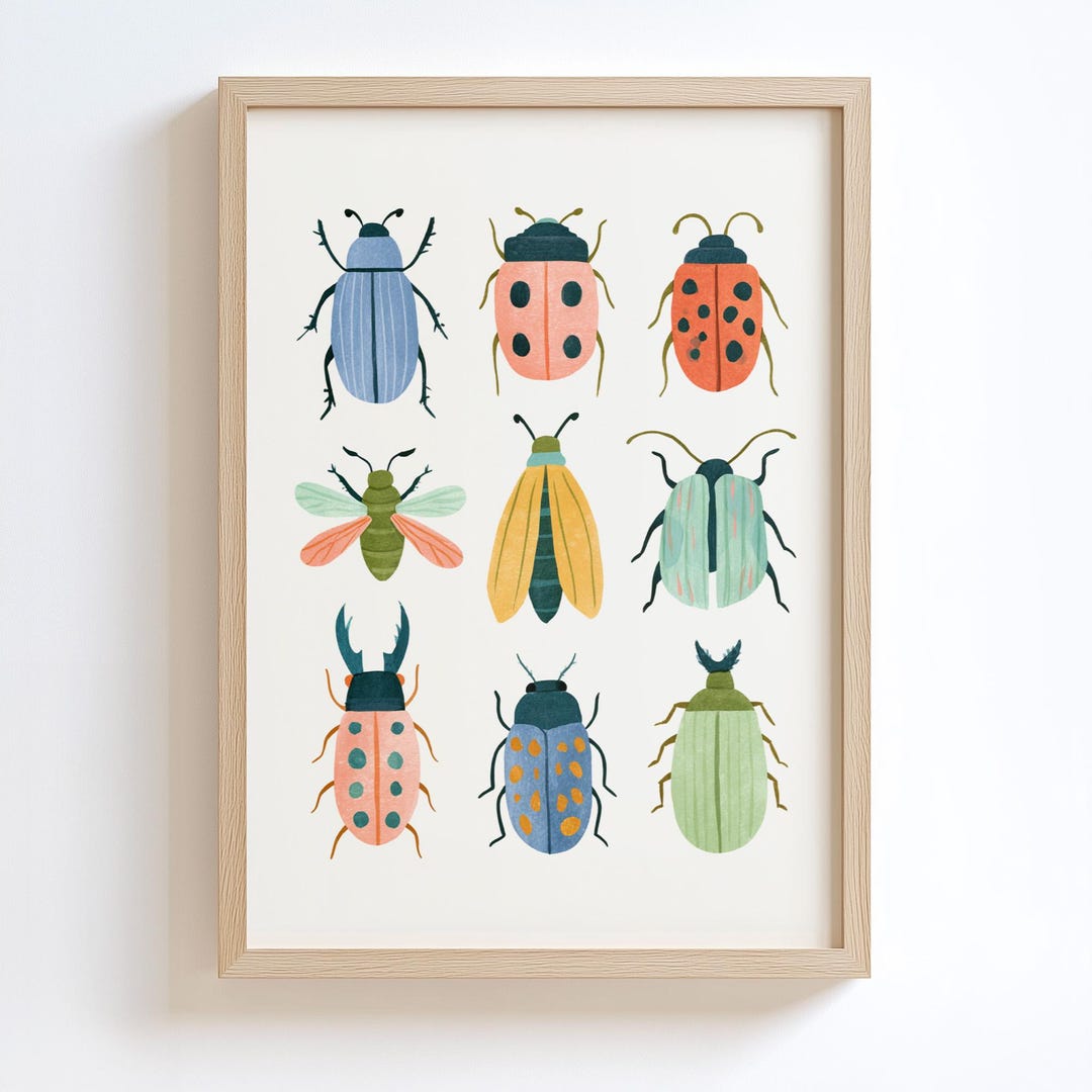 Bug Wall Art Print Nursery Decor | Insect Kids Room Art Digital ...