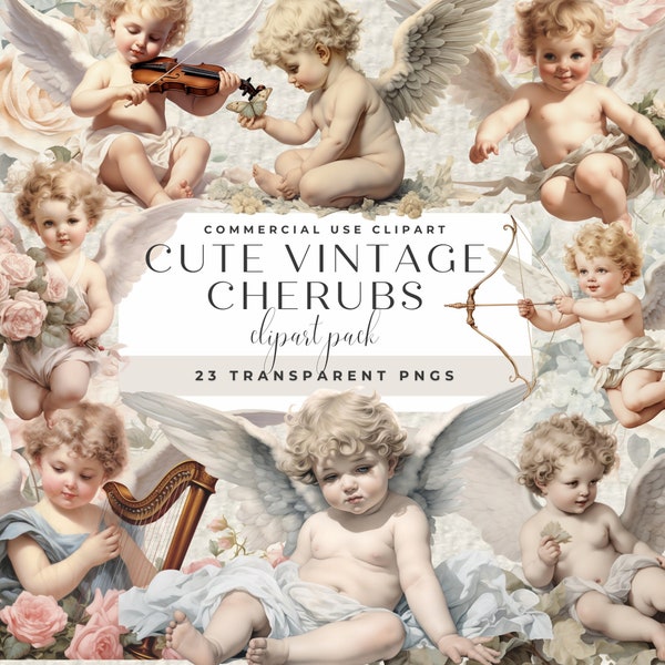 Cute Vintage Cherubs Clipart Pack