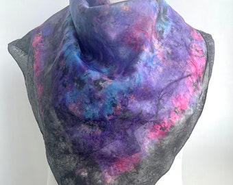 A luxurious hand-painted silk scarf, I named it "Me and My Universe." It's a perfect gift for Mother's Day, yourself. Light and wonderful.