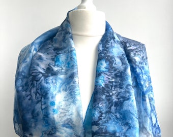 Hand-painted silk scarf, inspired by the beauty of water ripples. A unique and perfect gift for Mother's Day, for her, and for yourself.