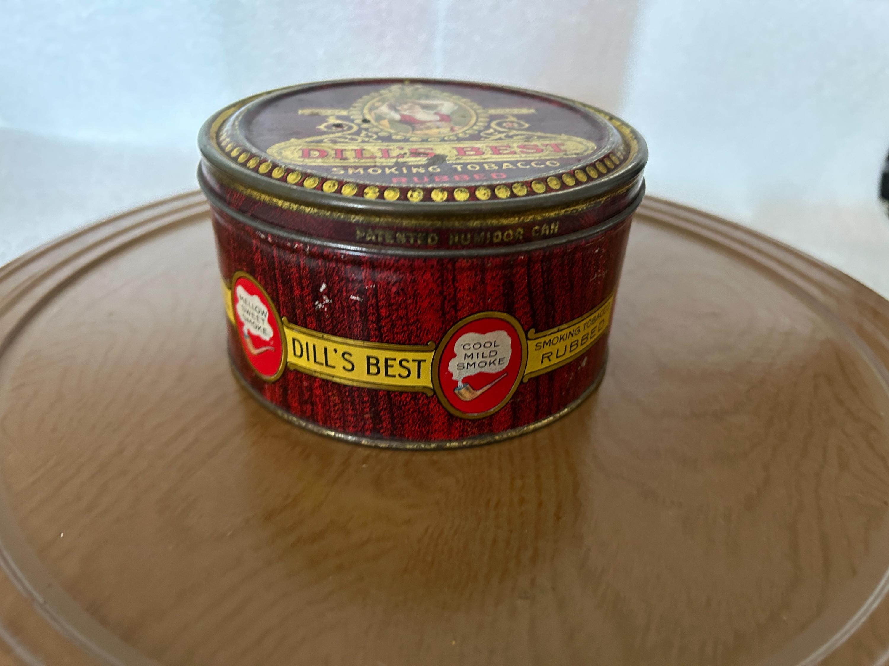 dill's best tobacco tin Dills Store Advertising Tray W/Original Tins Vintage Store Displays Old Worn Dills Best Smoking