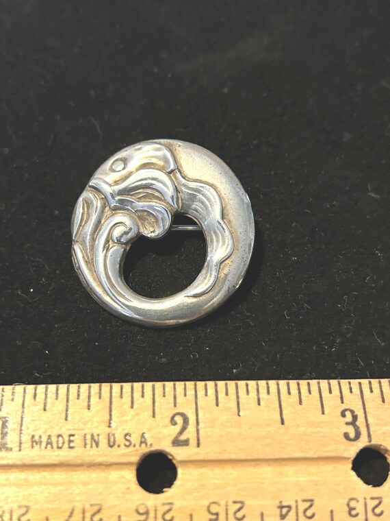 Coro Sterling Circular Fish  Pin - image 2