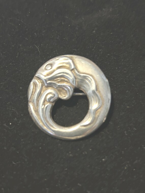 Coro Sterling Circular Fish  Pin - image 1