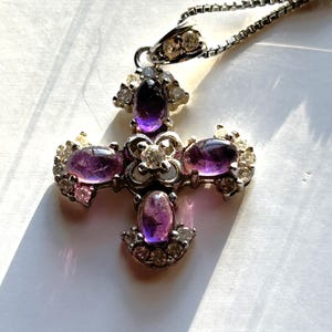 Amethyst and Cubic Zirconia Cross pendant and chain