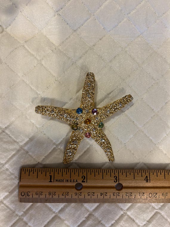 Unsigned Rhinestone Starfish Pin - image 1
