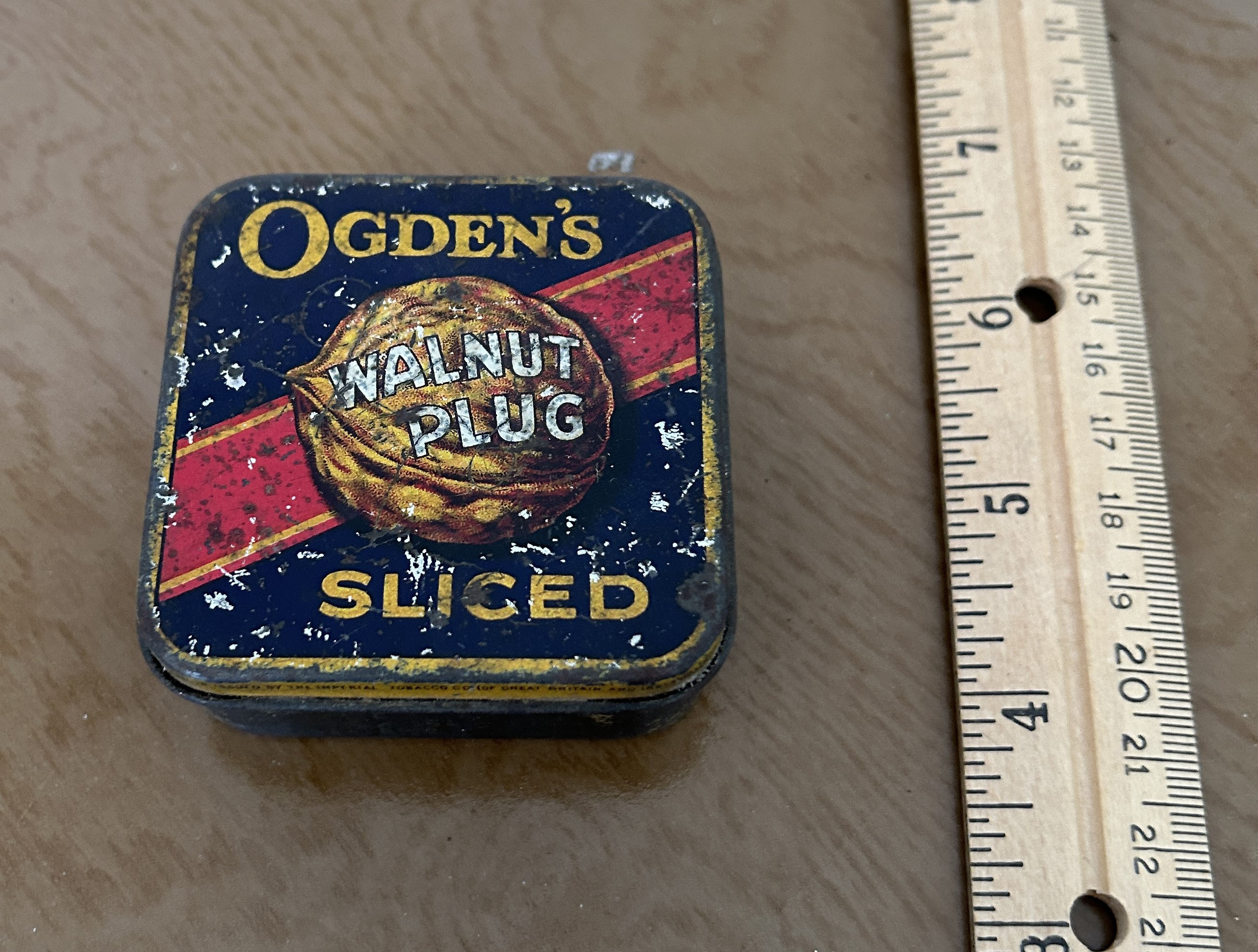 ogden's tobacco tin Ogden's Walnut Plug 2 Oz. Tobacco Tin
